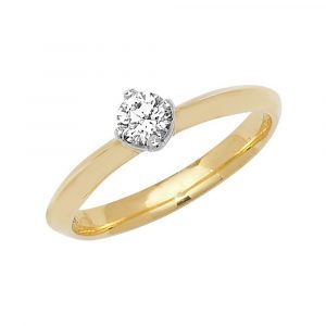 Solitaire 4 Claw Set Diamond Ring in 18ct Yellow Gold (0.25ct)