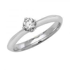 Solitaire 4 Claw Set Diamond Ring in 18ct White Gold (0.25ct)