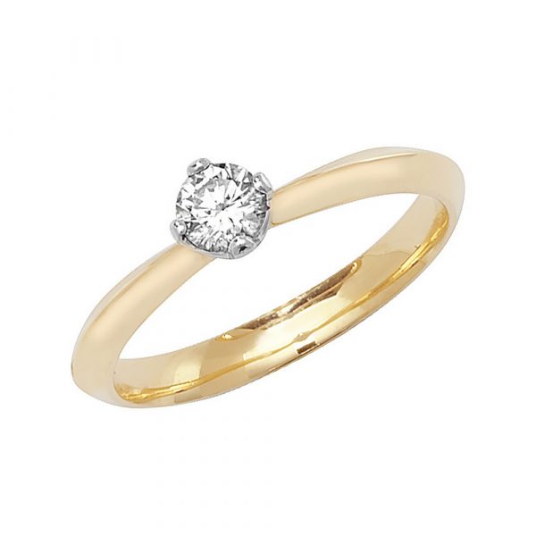 Solitaire 4 Claw Set Diamond Ring in 18ct Yellow Gold (0.35ct)