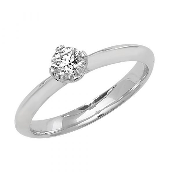 Solitaire 4 Claw Set Diamond Ring in 18ct White Gold (0.35ct)