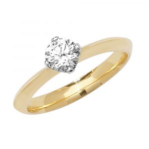 Solitaire 4 Claw Set Diamond Ring in 18ct Yellow Gold (0.50ct)