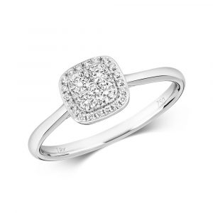 Diamond Cushion Shaped Cluster Ring in 18ct White Gold (0.26ct)