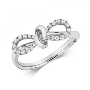 Diamond Set Bow Ring in 18ct White Gold (0.18ct)