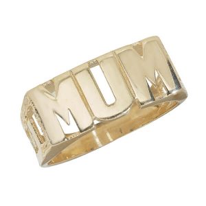 Ladies Curb Sided MUM Ring in 9ct Yellow Gold