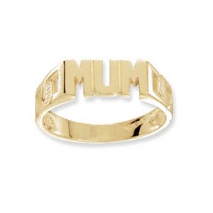 Ladies Curb Sided MUM Ring in 9ct Yellow Gold