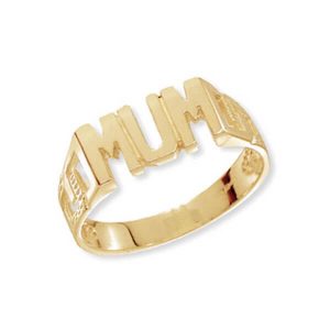 Ladies Curb Sided MUM Ring in 9ct Yellow Gold