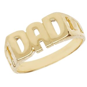 Mens Curb Sided DAD Ring in 9ct Yellow Gold