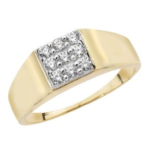 Babies CZ set Signet Ring in 9ct Yellow Gold