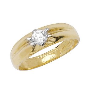 Babies single centre set CZ Ring in 9ct Yellow Gold