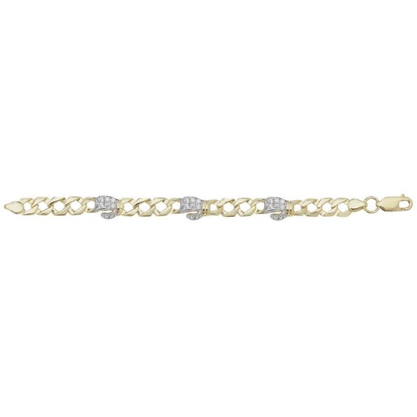 Childs 6inch CZ Set Boxing Glove Gold Bracelet