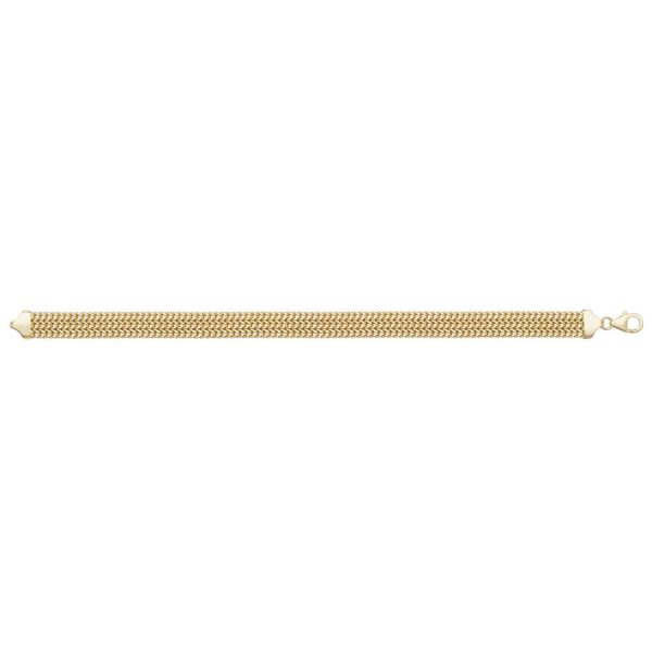 Ladies Flat Woven Chain 7.5inch Bracelet in Yellow Gold