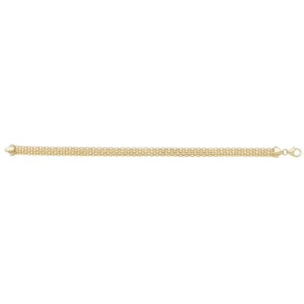 Ladies Flat Woven Chain 7.5inch Bracelet in Yellow Gold