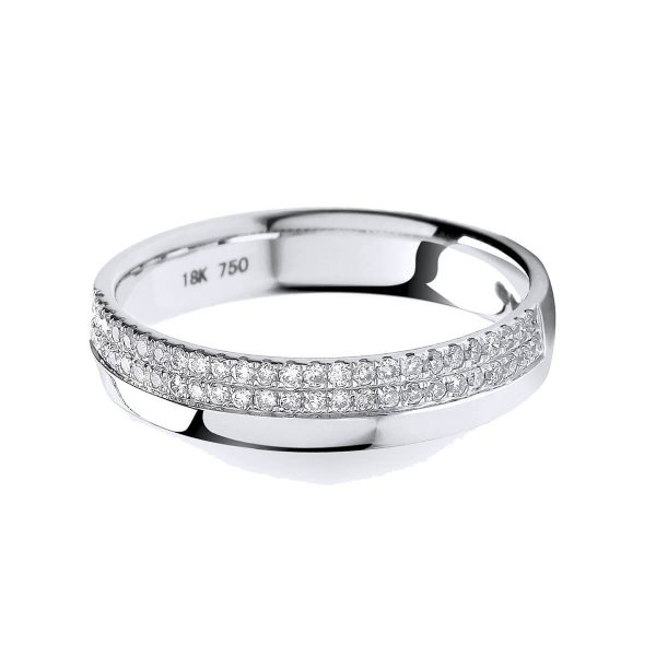 18ct White Gold Two Row Micro Set Diamond Wedding Ring