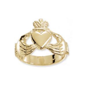 Mens Claddagh Ring in 9ct Yellow Gold