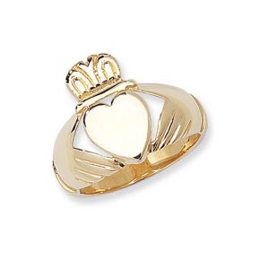 Mens Plain Claddagh Ring in 9ct Yellow Gold