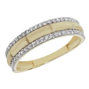 Ladies Two Row CZ set Wedding Band in 9ct Yellow Gold