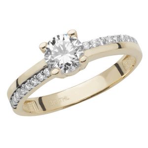 Ladies Engagement Style CZ set Ring 9ct Yellow Gold