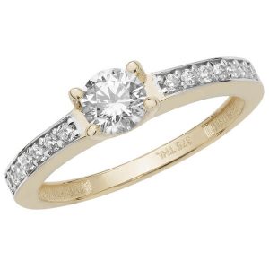 Ladies Engagement Style CZ set Ring 9ct Yellow Gold