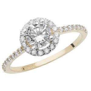 Ladies Engagement Style CZ set Ring 9ct Yellow Gold