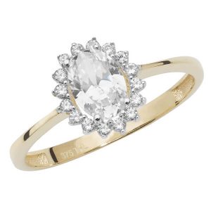 Ladies Sun Style CZ set Ring 9ct Yellow Gold