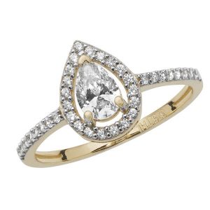 Ladies Pear Shaped CZ set Ring 9ct Yellow Gold