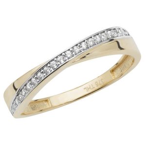 Ladies Crossover design CZ set Ring in 9ct Yellow Gold
