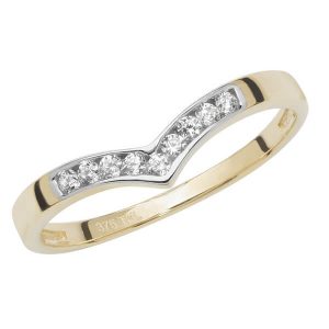 Ladies Wishbone Style CZ Set Ring in 9ct Yellow Gold