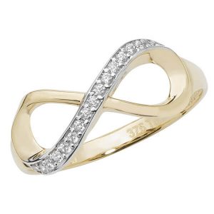 Ladies Infinity Style CZ Set Ring in 9ct Yellow Gold