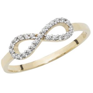 Ladies Infinity Style CZ Set Ring in 9ct Yellow Gold