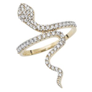 Ladies Fancy Snake Dress Ring set with Czs in 9ct Yellow Gold