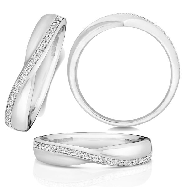 Platinum Crossover Diamond Wedding Ring