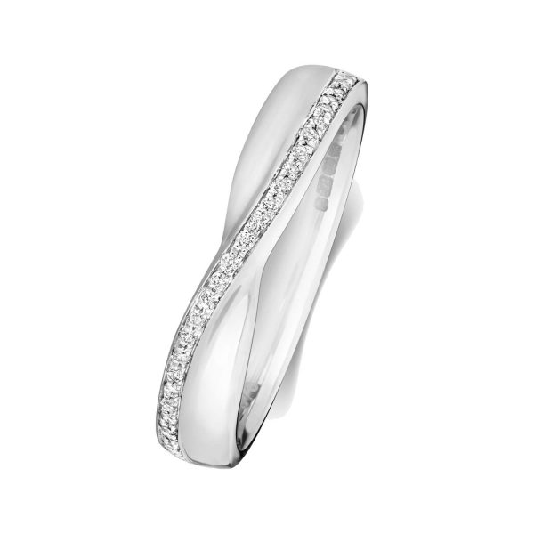Platinum Crossover Diamond Wedding Ring