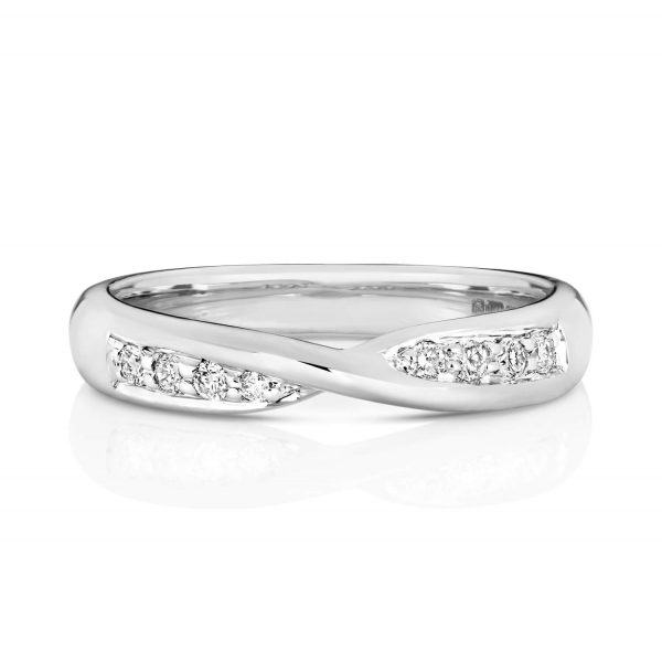 18ct White Gold Diamond Crossover Wedding Ring