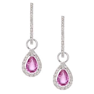 Pink Sapphire and Diamond Pear Dropper Earrings