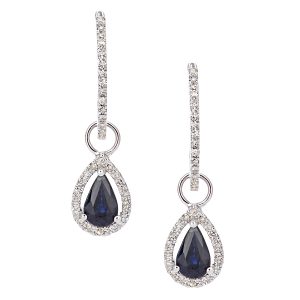 Sapphire and Diamond Pear Dropper Earrings