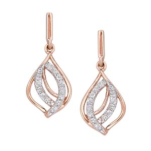 9ct Rose Gold Diamond Swirl Dropper Earrings