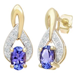 Tanzanite and Diamond Fancy Stud Earrings