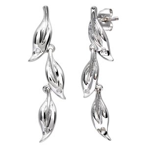 Diamond Falling Leaf Droppers 9ct White Gold