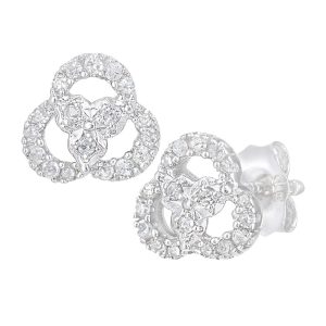Diamond Trinity Knot Stud Earrings - 9ct White Gold