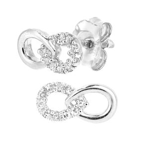 Diamond Infinity Loop Stud Earrings - 9ct White Gold
