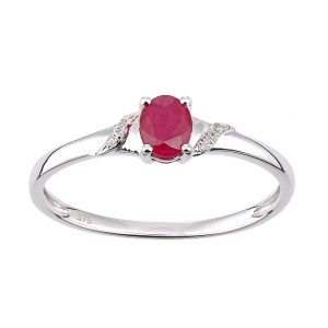 Ruby and Diamond Twisted Shoulder Ring - 9ct White Gold