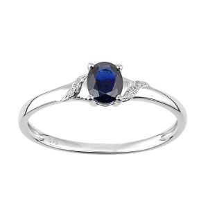 Sapphire and Diamond Twisted Shoulder Ring - 9ct White Gold