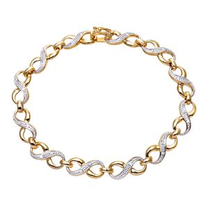 Diamond Infinity Loop Bracelet - 9ct Yellow Gold
