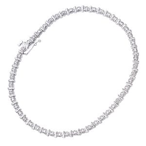 Diamond Illusion Tennis Bracelet - 9ct White Gold