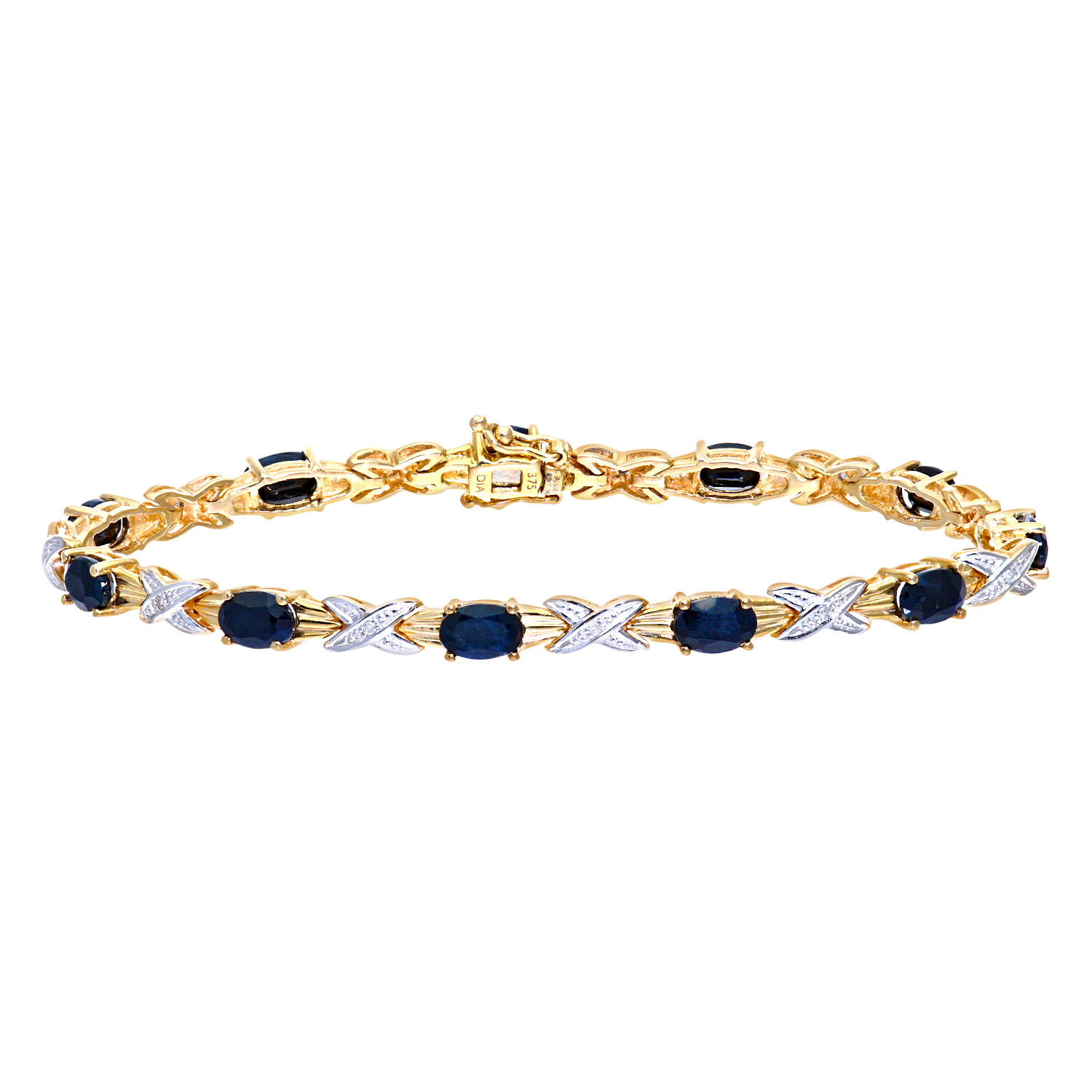 11-12 ctw Princess Cut Rainbow Sapphire Bracelet in 14k yellow gold  (SSB-4071)