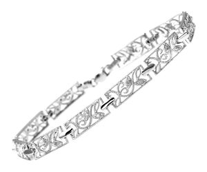 Diamond Floral Link Bracelet - 9ct White Gold