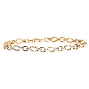 Diamond Open Twisted Link Bracelet - 9ct Yellow Gold
