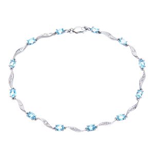 Blue Topaz and Diamond Bracelet - 9ct White Gold
