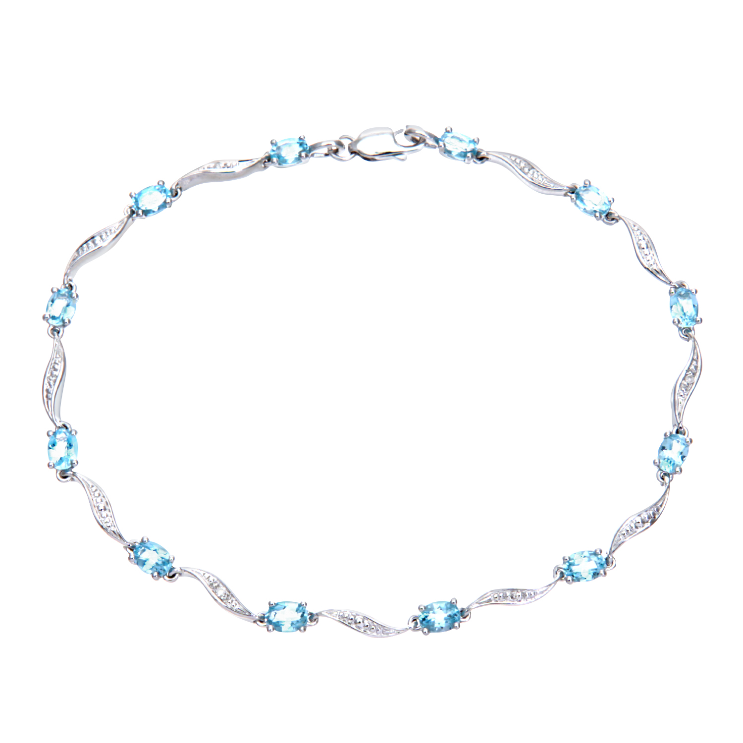 Steve Bracelet with Round Blue Topaz | 0.9 carats Round Blue Topaz Chain in  14k White Gold | Diamondere