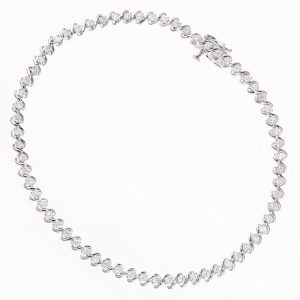 Diamond Twisted Tennis Bracelet - 9ct White Gold